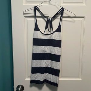 Hollister Navy & White Stripe Tank Top with Keyhole Back